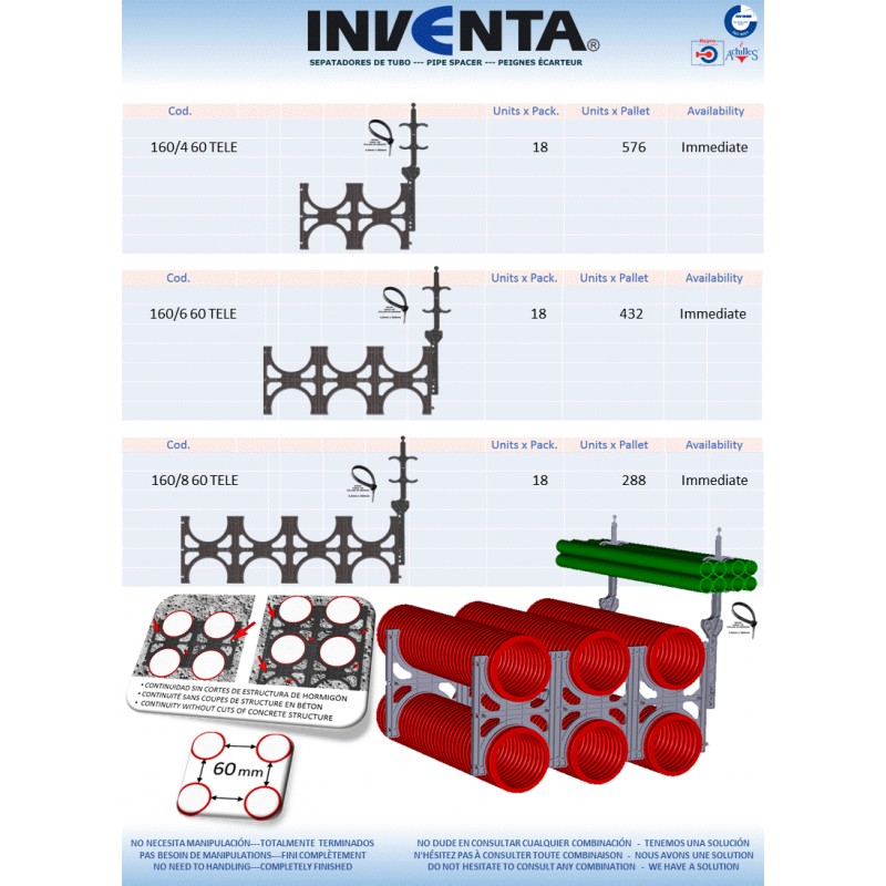 separador de tubo; pipe spacer: peigme écarteur  Ø 160 60 + TELE