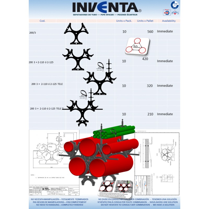 separador de tubo; pipe spacer: peigme écarteur;  Ø 200/3; www.pipespacer.com